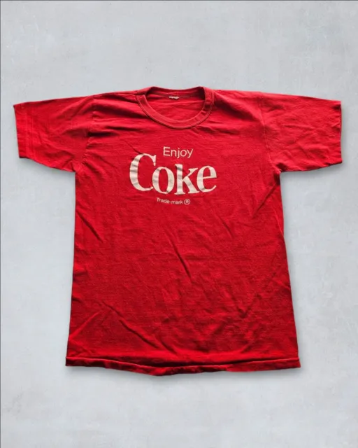Vintage 80s Enjoy Coke Coca-Cola Cola Wars Red Single Stitch Cotton T-shirt M