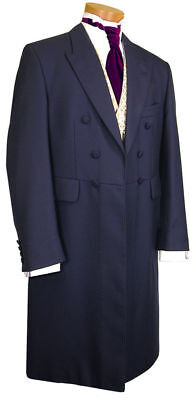 Navy Blue Victorian Frockcoat Stage Wedding Long Length Jacket Under Mens