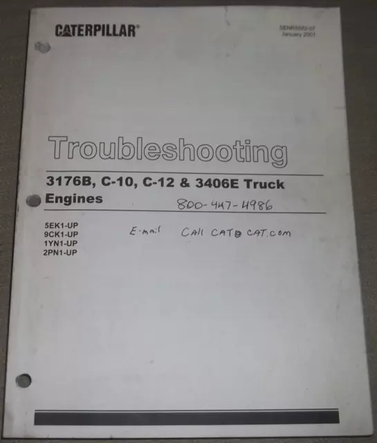 CAT Caterpillar 3176B C10 C12 3406E Engin Dépannage Service Manuel de Réparation