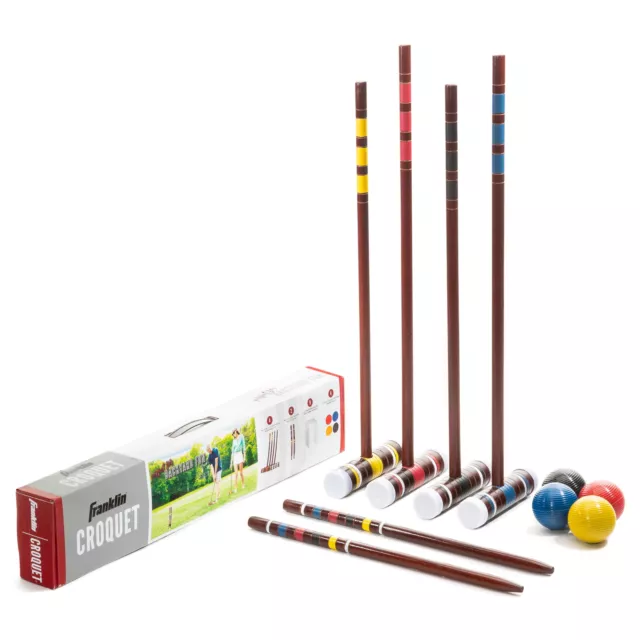 Croquet Set - Includes 4 Croquet Wood Mallets, 4 All Weather Balls,US