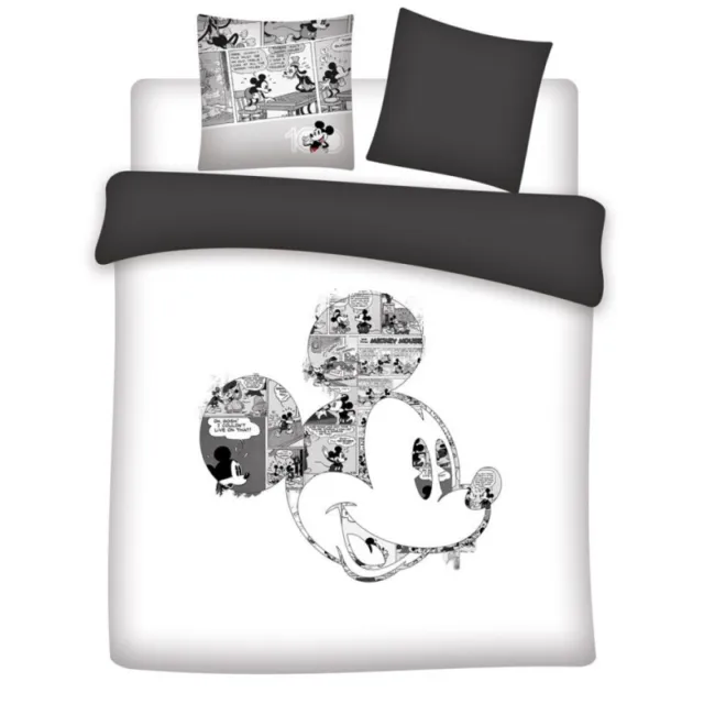 AYMAX - Parure de lit double réversible Disney Mickey - Bande Dessinée - Noir...