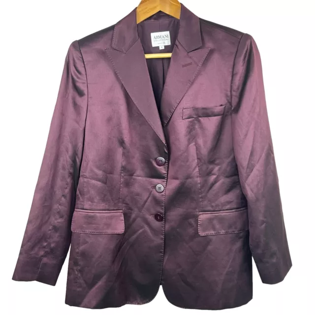 Armani Collezioni Women's Maroon Dupioni Silk Blend Blazer Jacket Sz 10