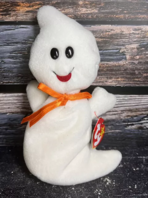 1995 Rare & Retired Ty Beanie Baby~Spooky The Halloween Ghost 8" Toy~With Tags