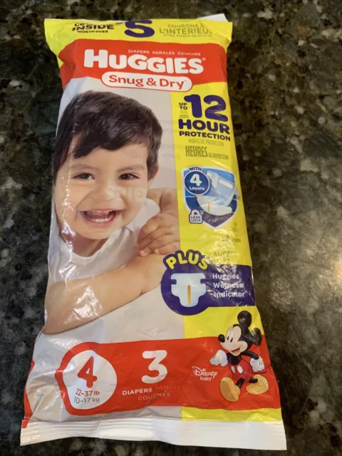 HUGGIES SNUG/DRY VINTAGE 3 Diapers sz 4 22-37 pounds SEALED MICKEY Mouse DISNEY