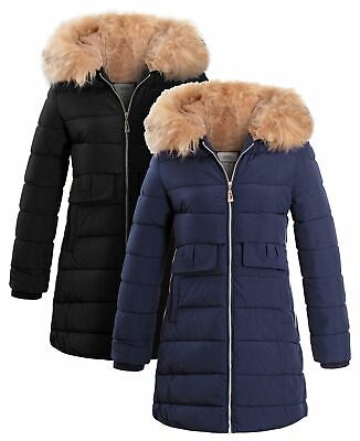 Girls Fleece Lined Parka Coat Age 4 5 7 8 9 10 11 12 13 14 Years Jacket Faux Fur