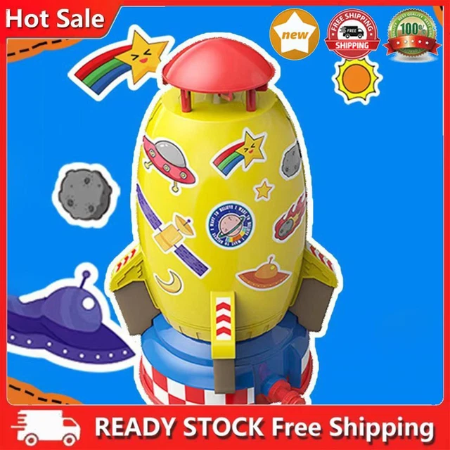 Rocket Launcher Plastic Space Rocket Jet Sprinkler for Child Kids (Yellow)