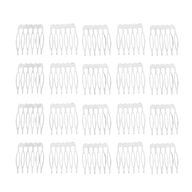 20 Stück Silberfarbene Blanko Haarkamm Handwerk Seitenkämme Haarschmuck 6