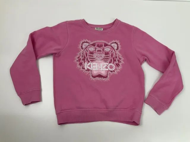 Kenzo Girls Jumper Sweatshirt Top Age 10 Yrs Pink Embellished Tiger Face