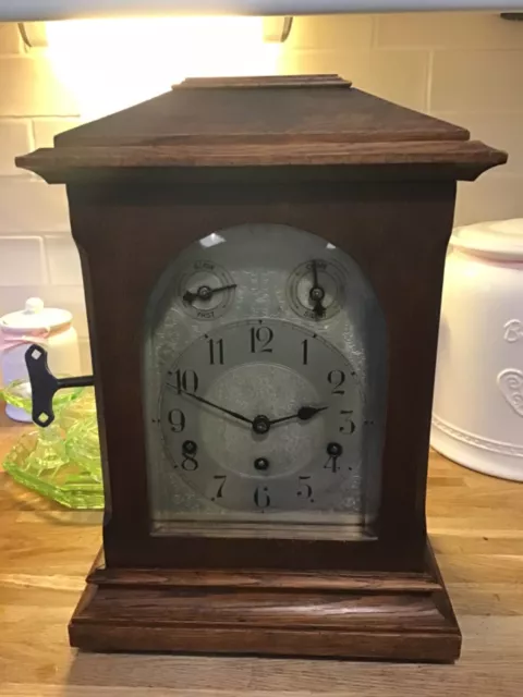 Antique 1900 Kienzle Clock Oak Case Bracket Clock Westminster Chimes