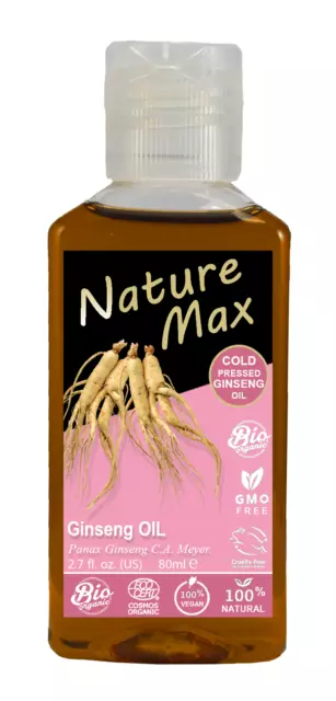 Nature Max Ginseng Oil Organic For Hair & Skin Care & Food Quality ( 2.70 oz )