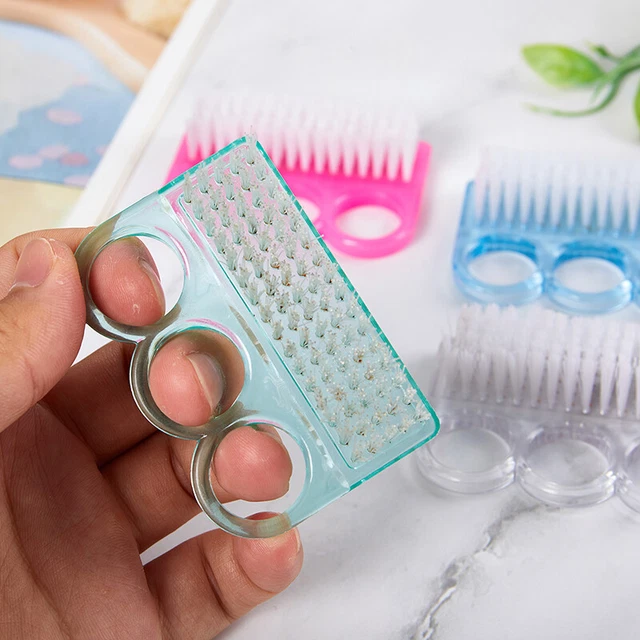 Spazzola per unghie manicure pedicure rimozione morbida polvere detergente plastica strumento nail art #DB