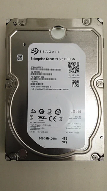 LOT DE 2 disques durs Seagate ST4000NM0025 capacité d'entreprise 3,5 v5 ...