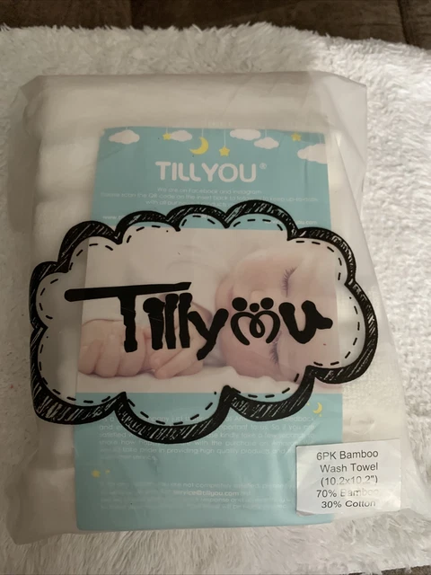 TILLYou BAMBOO Baby Wash Towel 10”x10” 6pcs New