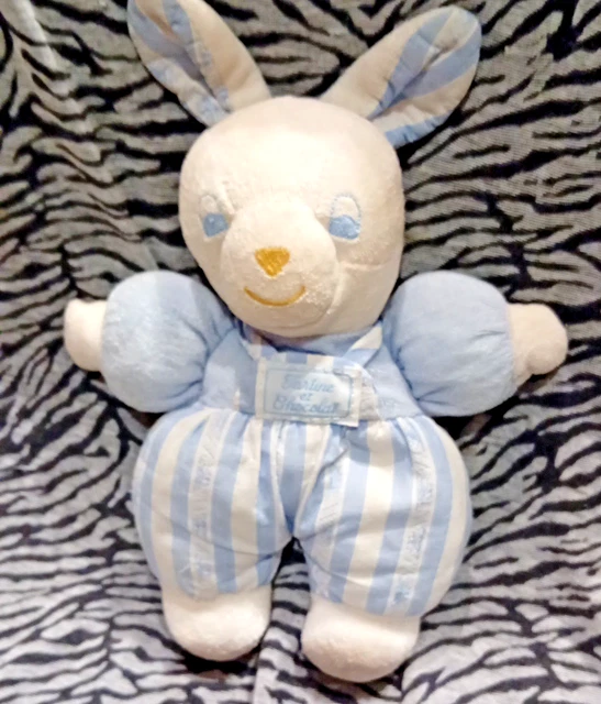 TARTINE ET CHOCOLAT SOS DOUDOU LAPIN BLANC CORPS RAYE BLEU CLAIR