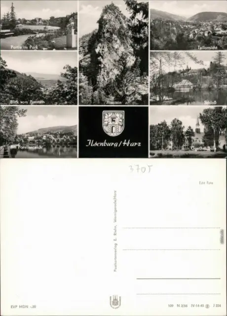 Ilsenburg (Harz) Park, Ilsestein,  Schloss, Forellenteich, Goetheschule 1966