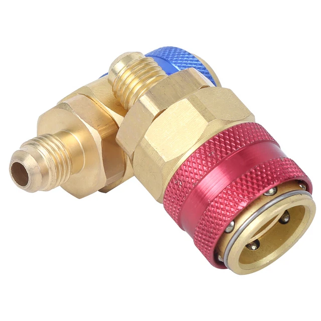 Air Conditioning Quick Coupler Connector Brass Adapters For R134A High Low Red