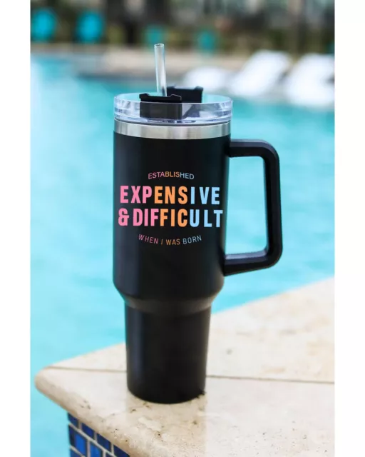 Azura Exchange  Black WHEN I WAS BORN Slogan Stainless Double Insulated Cup  -
