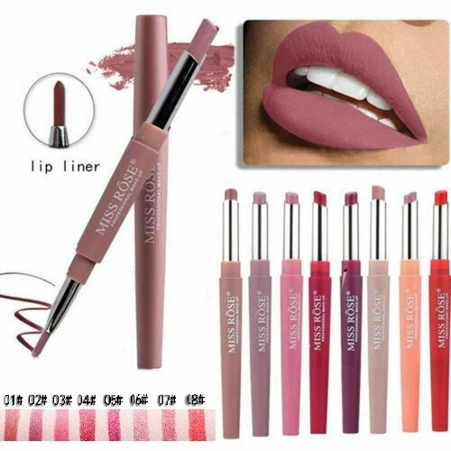 Dual Head Long Lasting Waterproof Pencil-Lipstick Pen Matte Lip Liner Make Up UK