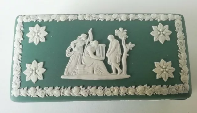 Wedgwood Jasperware blaugrün Schmuck Box Gruppe mit Käfig