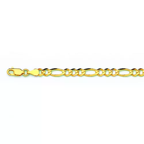 14k Yellow Gold 3mm Solid Figaro Chain Bracelet Size 7"-9"