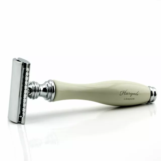 Double Edge Safety Razor for Men - Long Resin Handle Traditional Shaving Razor