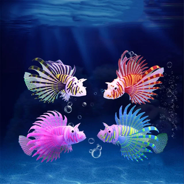 Aquarium Artificial Luminous Lionfish Fish Tank Landscape Silicone Fake Fish Flo