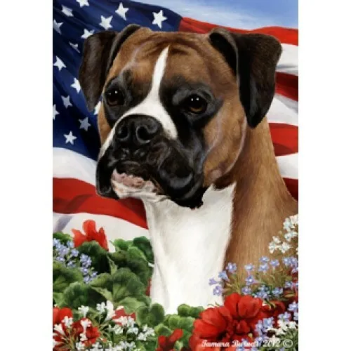 Patriotic (1) House Flag - Uncropped Fawn Boxer 16125