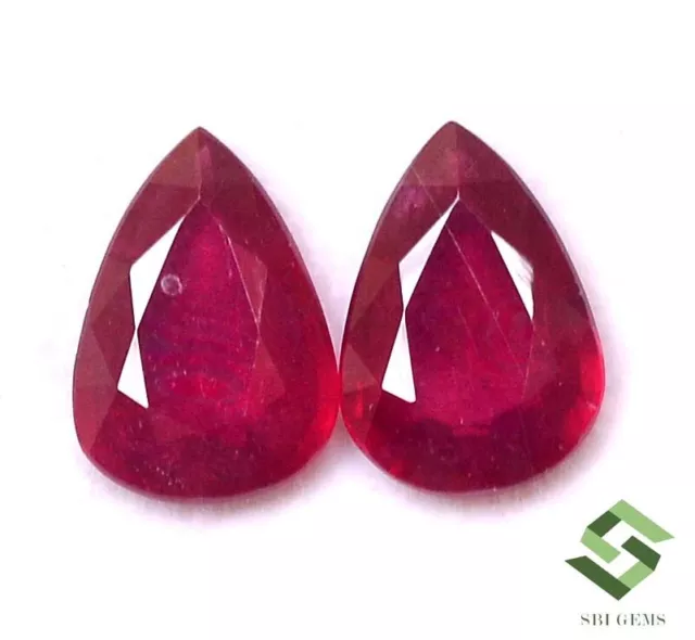 14x10 mm Natural Ruby Pear Cut Pair 11.46 CTS Mozambique Loose Gemstones GF