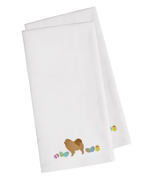 Chow Chow Easter Eggs White Embroidered Towel Set of 2 CK1626WHTWE