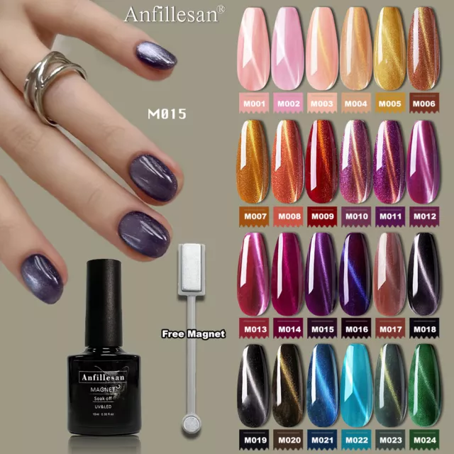 Anfillesan Cat Eye Gel Nail Polish Soak Off Magnetic UV Glitter Nail Polish 10ml