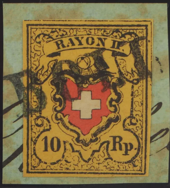 Schweiz Bundespost; 10 Rp. Rayon II, mit KE, breitrandiger Nachdruck auf Bfst.