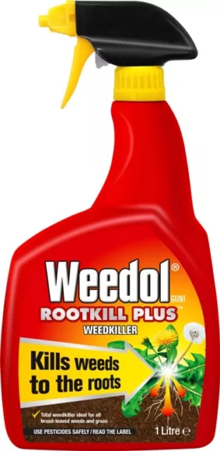 Weedol Rootkill Plus Weedkiller 1L Fast Acting Spray Gun Kills Roots Weeds