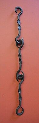 Lighting Lamp Fullered S-Hook Chain, Wrought Iron, Hand Forged 3 links, 17" USA