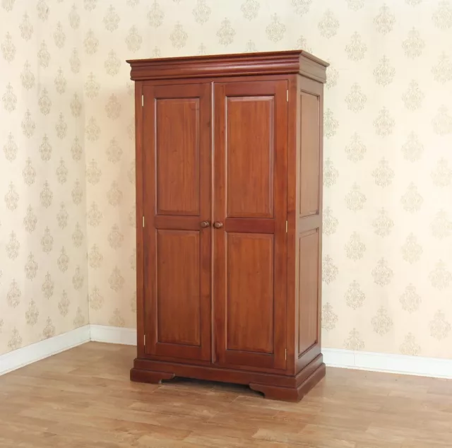 Double Mahogany Wardrobe | 2 Door Wardrobe Louis Philippe Sleigh Style ARM025L