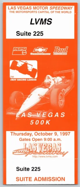 1997 Las Vegas Motor Speedway Indy Racing 500K Unused 10/9 Suite 225 Ticket -VGC