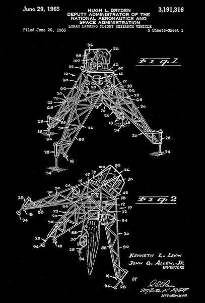 1965 - Lunar Landing Flight Research Vehicle - NASA - Dryden - Patent Art Magnet