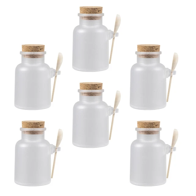 Máscara embotellada polvo pequeño recipiente transparente frascos de plástico transparente madera