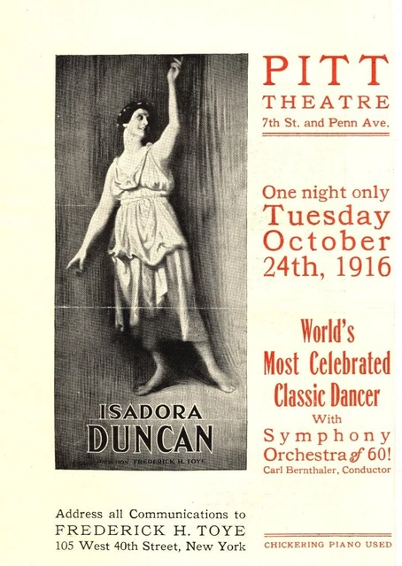 *ISADORA DUNCAN LEGENDARY Dancer Rare 1916 Dance Program* $79.99 - PicClick