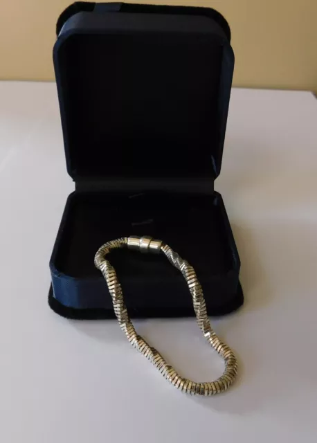 950 Sterling Silver Bracelet Milor Italy magnetic clasp 7 3/4" long 11 grams