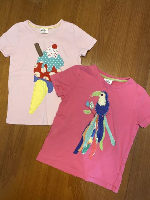 Girls size 5-6 7-8 Mini Boden Short Sleeve Tees Ice Cream Cone Toucan Bird Pink