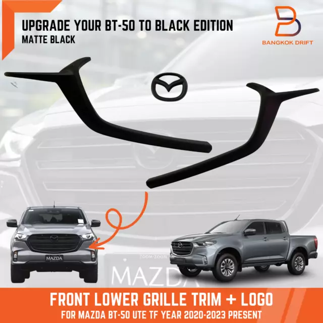 Matte Black Front Lower Grille Trim Cover Logo Emblem For Mazda Bt-50 Bt50 20-23