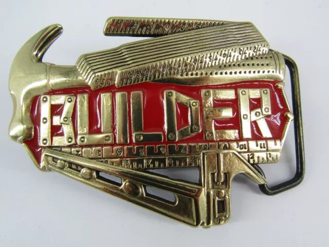1989 Baron Buckles - BUILDER / TRADESMAN / SKILLED - Brass & Enamel Belt Buckle