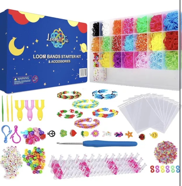 Loomartic 5000+ Colorful Rubber Loom Bands Starter Kit