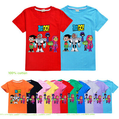 NUOVI Bambini Ragazzi Ragazze Teen Titans GO! 100% Cotone Casual Cartoon T-shirt Tops