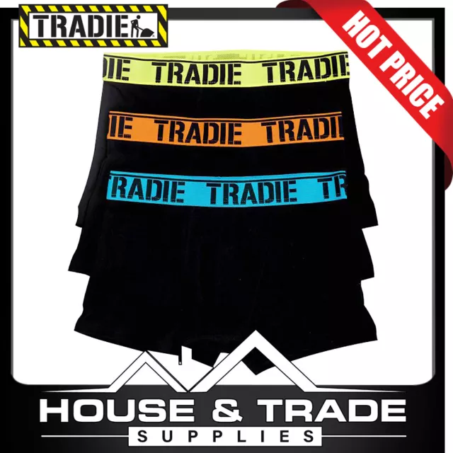 Tradie Fitted Trunks 3 Pack X-LARGE FLURO BRIGHTS Undies Jocks MJ1194WK