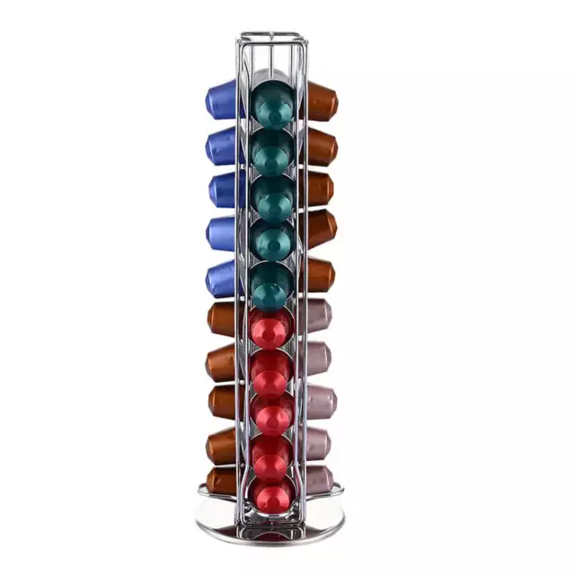 360° Rotating 40 Capsules Coffee Pod Holder Tower Stand Rack