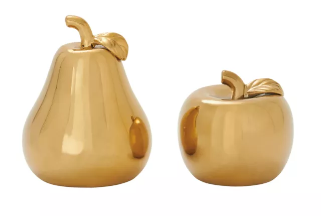 7", 9"H Gold Ceramic Decorative Fruit Sculpture, by (2 Count)