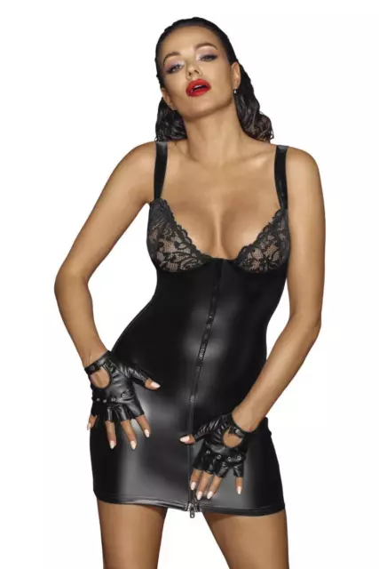 Noir fatto a mano wetlook mini abito clubwear abito donna abiti fetish donna donna 2