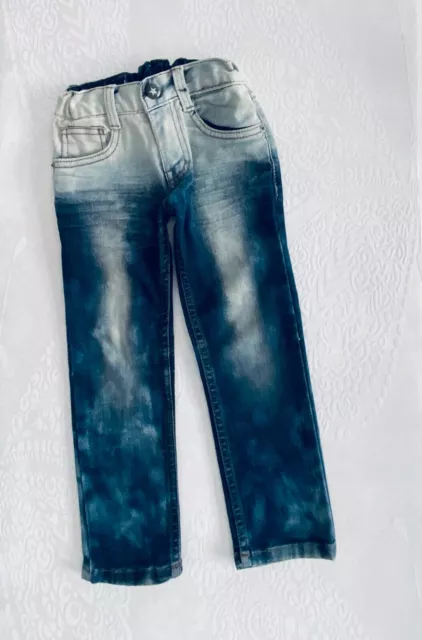 Boys size 4-5  blue stretch denim jeans elastic-waist