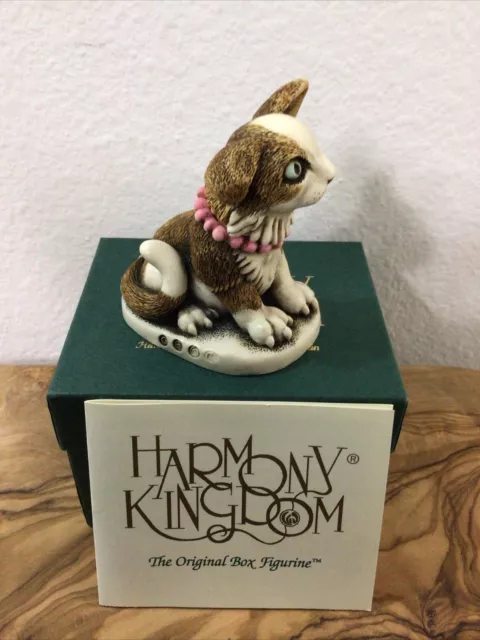 DBL SIGNED!!   RARE! Harmony Kingdom PEARL Cat LE 450  w/Box 2